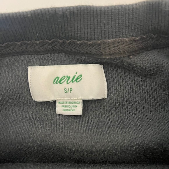 Aerie Womens Charcoal Velour Oversized Sweatshirt Long Sleeve Crew Neck Cozy Top - Picture 8 of 9